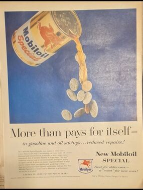 Mobil oil Special Vintage Blue Print ad - Mobilgas Art Print